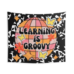 Retro Classroom Decor Calm Decor Indoor Wall Tapestry Uplifting Classroom Decor Teacher Decor Groovy Disco Wall Tapestry 70&#39;s Wall Hanging