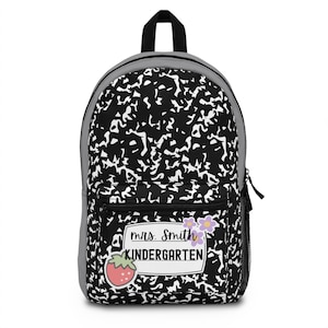 Custom Teacher Backpack Personalized Name Bag Grade Level Backpack Black and White Backpack for School Customizable Tote Bag Gift forTeacher