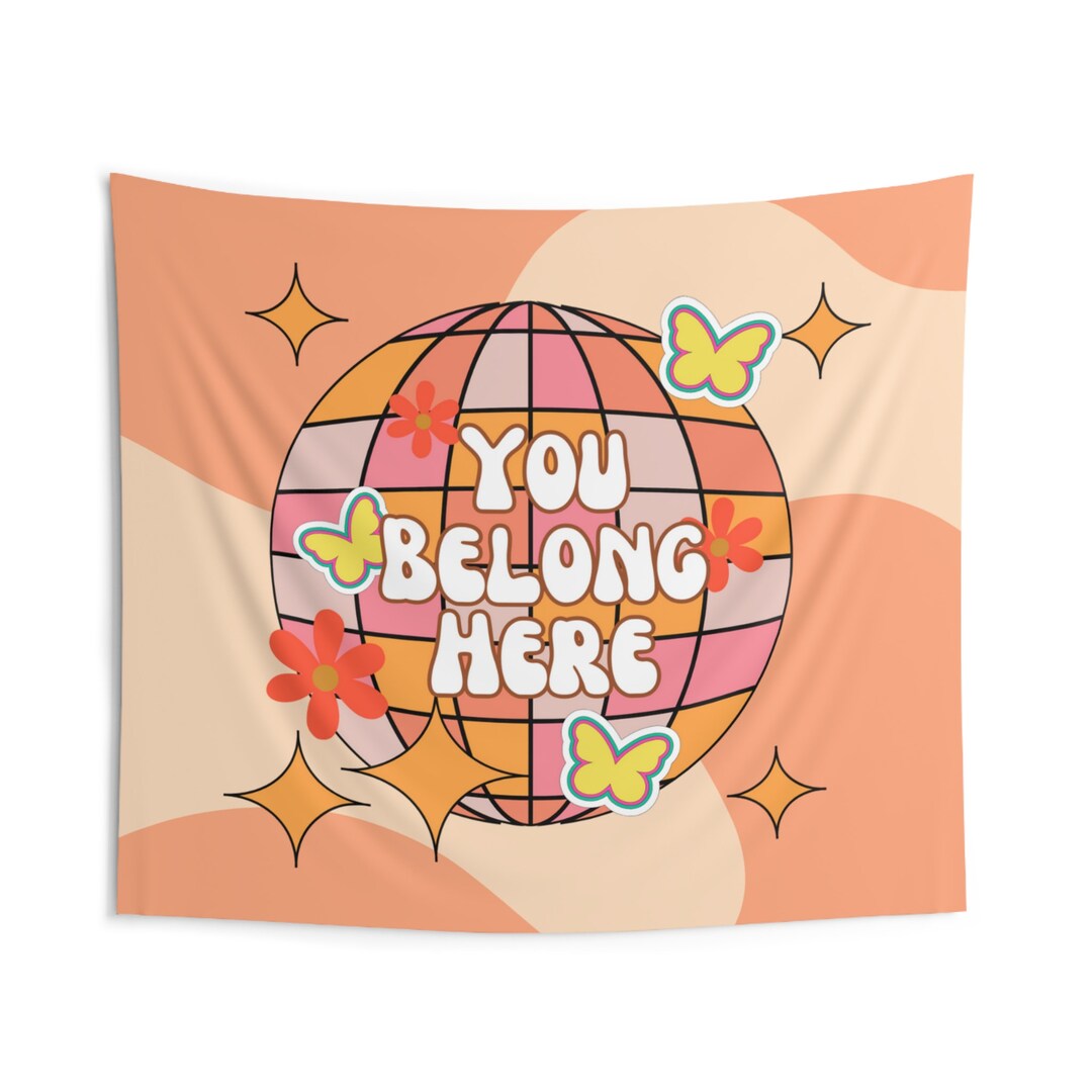 Retro Classroom Decor Pink Indoor Wall Tapestry Uplifting Pink ...