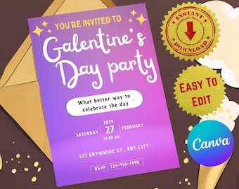 Galentines Day Party Invitation Template, Gal's Night Out, Valentines Day, Gals Gathering, Gals Invitation, Galentines Design InsiderStyles