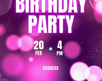 Canva Birthday Party Template (Digital)