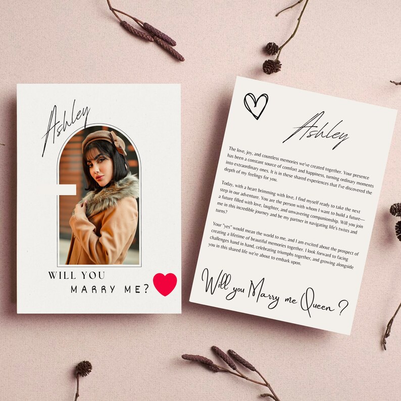Marriage Proposal Card Template, Editable Photo Proposal Card, Will You ...