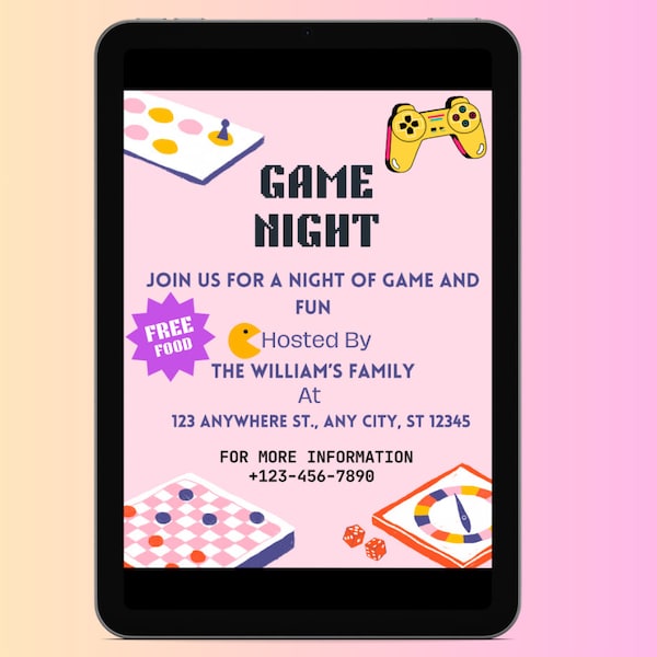 Game Night Flyer / Invitation / Social Media Post Template. 100% Editable. You Can Customize It In 1000's Of Different Ways.