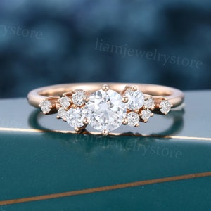 0.5 CT Labor gewachsener Diamant Verlobungsring mit IGI-Zertifikat Einzigartiger Roségoldring Diamantclusterring Brauthochzeitsjubiläumsring
