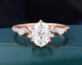 Ovale moissanite verlovingsring 3/4 eeuwigheidsring Gedraaide ring Unieke roségouden aanzoekring met marquise geslepen diamant Antieke jubileumring