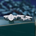 Oval cut Moissanite engagement ring set Unique White gold engagement ring Marquise cut Diamond ring Bridal wedding set promise ring gift