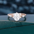 Oval Moissanite engagement ring 3/4 Eternity Twisted ring Unique rose gold ring Marquise cut diamond ring Antique promise anniversary ring