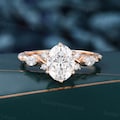 Oval Moissanite engagement ring 3/4 Eternity Twisted ring Unique rose gold proposal ring Marquise cut diamond ring Antique anniversary ring