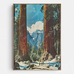 Stampa retrò Sequoia - Arte da parete minimalista moderna originale di metà secolo - Download digitale stampabile