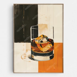 Abstrakte Whisky Wärme - Original Mid-Century Modern Minimalistische Wand Kunst - Druckbare digitaler Download
