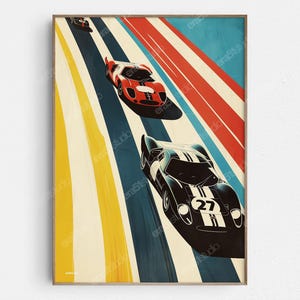 Rennwagen-Trio - Original Mid-Century Modern Minimalist Wall Art - Druckbare digitaler Download