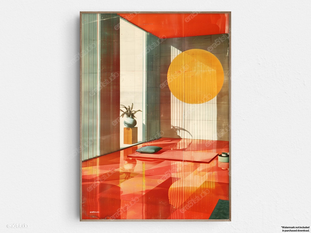 Yoga Studio Serenity - Original Mid-century Modern Minimalist Wall Art ...