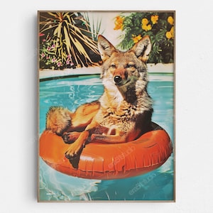 Coyote's LA Poolside Retreat - originele moderne minimalistische muurkunst uit het midden van de eeuw - afdrukbare digitale download