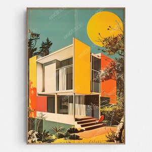 Mid-Century Modern Abode - Original Mid-Century Modern Minimalist Wall Art - Printable Digital Download