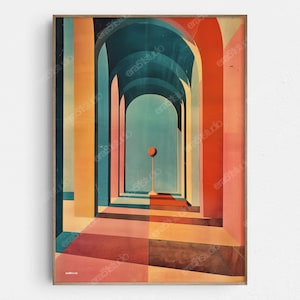 Art Deco Bögen und Kugeln - Original Mid-Century Modern Minimalist Wandkunst - Druckbare digitaler Download