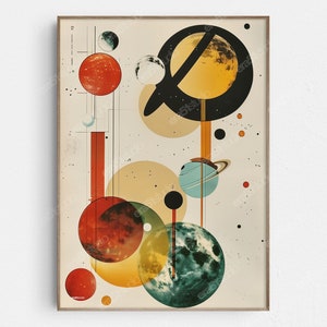 Kosmische abstractie - originele moderne minimalistische muurkunst uit het midden van de eeuw - afdrukbare digitale download