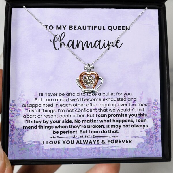 Personalized Queen of Tears inspired crown necklace message card for wife or girlfriend | Valentines | Anniversary Gift