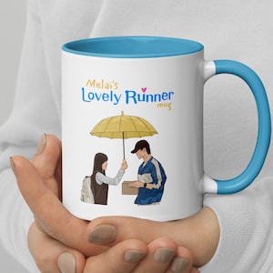 Gepersonaliseerde mooie loper blauw en gele mok | Cadeau Kdrama-fan | Dag Woo Seok | Kim Hye Yoon