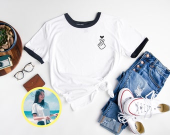 Kim Hye Yoon Inspired Shirt Korean Heart Ringer Shirt | Lovely Runner | Kdrama | Korean Shirt | Gift for Kdrama Fan | Byeon Woo Seok