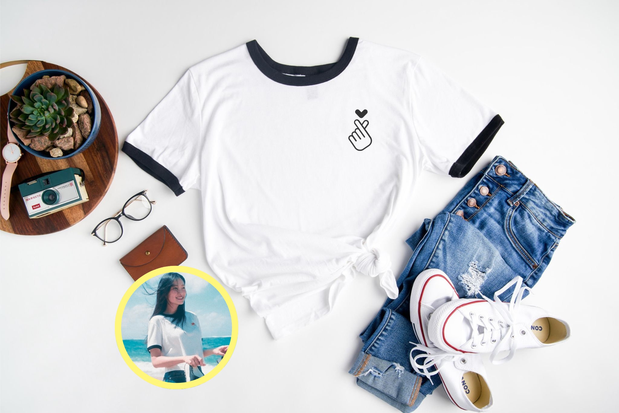 Kim Hye Yoon inspiriert Shirt koreanisches Herz Ringer Shirt | Schöner Läufer | Kdrama | koreanisches Hemd | Geschenk für Kdrama Fan | Byeon Woo Seok