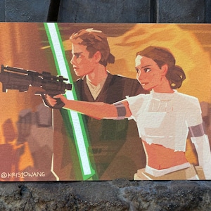 Padme Amidala and Anakin Skywalker Star Wars Attack of the Clones / Art Print / 5 by 7 inches