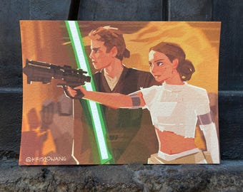 Padme Amidala et Anakin Skywalker Star Wars L'Attaque des clones / Impression artistique