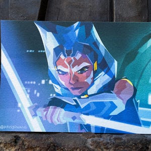 Ahsoka Star Wars Clone Wars / Art Print / 5 by 7 inches