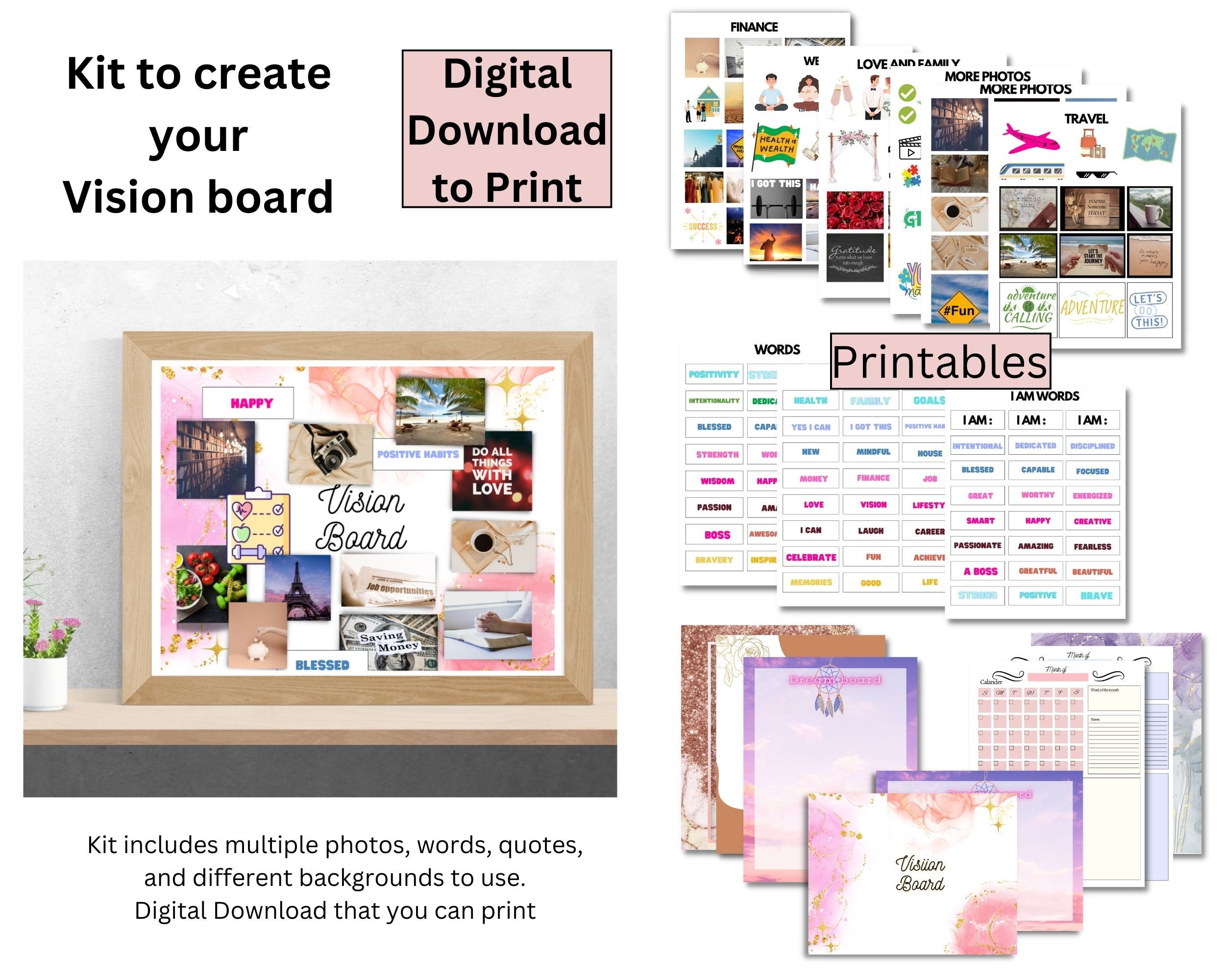 Vision Board Printables, Pdf, Self Care, Create Vision Board, Dream