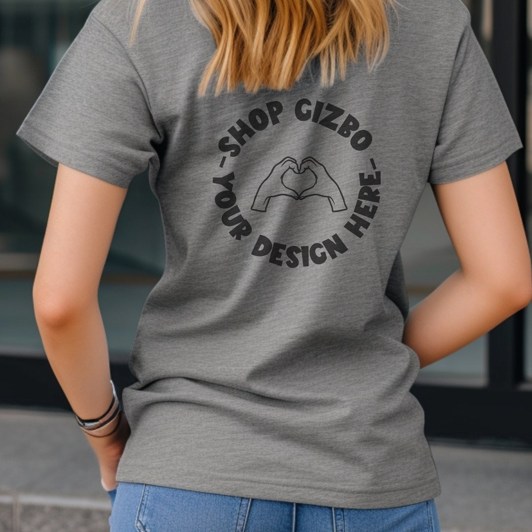 Back Tshirt Bella Canvas 3001 Dark Grey Heather Mockup Bundle Dark Grey ...