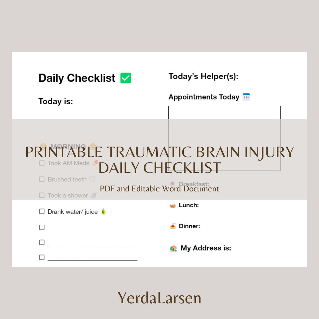 Traumatic Brain Injury Daily Planner - Etsy