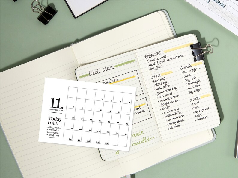 Printable 2023 Minimalist Calendar With Self Quotes Desk Etsy