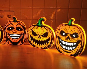 Handmade Halloween Horror Pumpkin Lightbox – Creepy LED Decoration