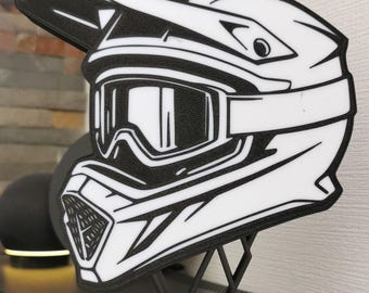 3D printed LED lightbox design #3 motorcycle helmet – Cool decorative lamp for bikers, motorcycle decorative light in supermoto design
