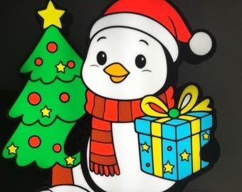Handmade Cute Penguin Lightbox – Cheerful Winter Magic for Your Home