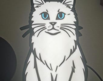 3D printed LED lightbox Cat Love – A stylish bright spot for cat lovers