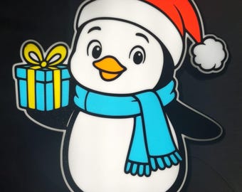 Handmade Cute Penguin Lightbox – Cheerful Winter Magic for Your Home
