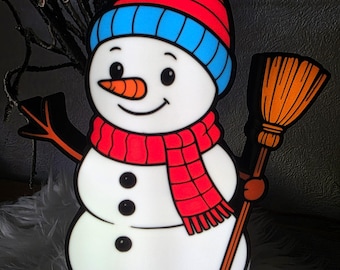 Handmade snowman lightbox – Cheerful winter magic for your home