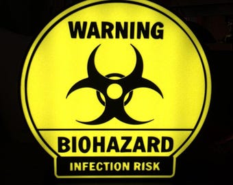 Handcrafted Biohazard Lightbox – Warning Infection Risk