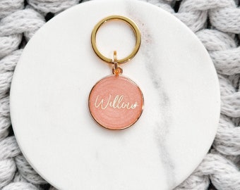 Personalized Resin Dog Tag, Custom Pet ID Tag with Name and Phone Number - Rosé