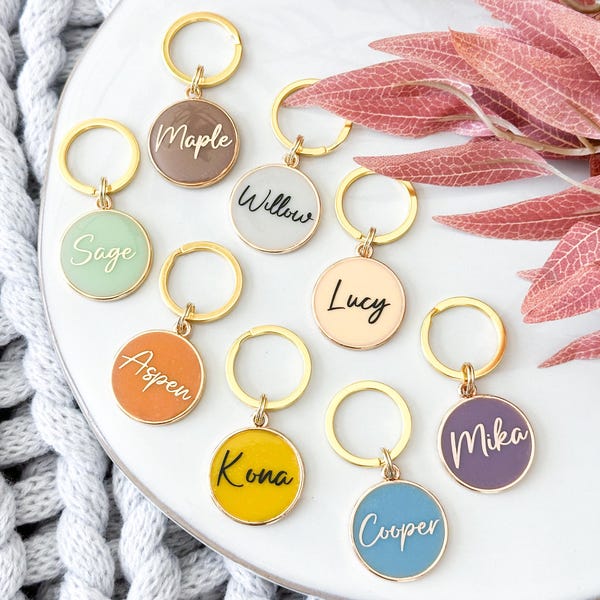 Personalized Resin Dog Tag, Custom Pet ID Tag with Name and Phone Number - Fall Collection