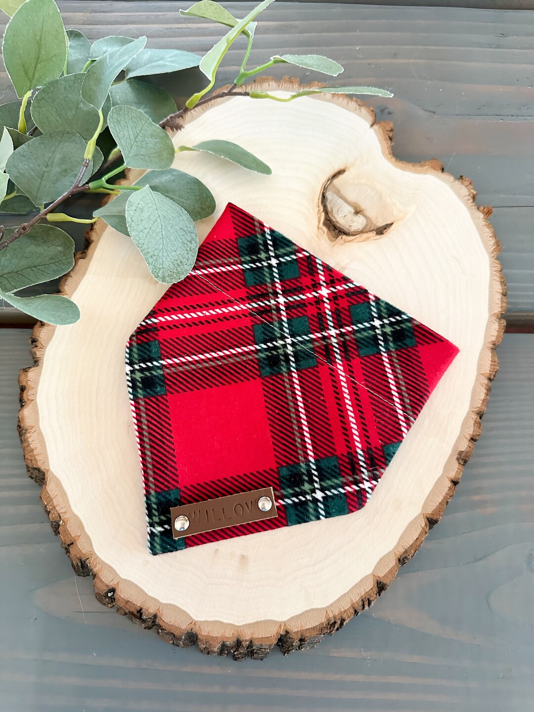 Winterberry Plaid Over the Collar Dog Bandana Etsy