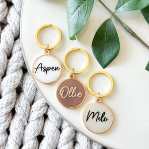 Personalized Resin Dog Tag, Custom Pet ID Tag with Name and Phone Number - Neutral Collection