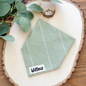 Personalized Dog Bandana Easy Slip Over the Collar Custom Pet Name Scarf  - Sage
