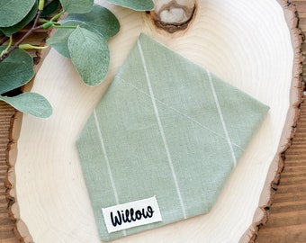 Personalized Dog Bandana Easy Slip Over the Collar Custom Pet Name Scarf  - Sage