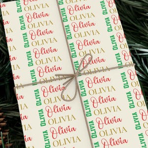 Custom Name Wrapping Paper, Personalized Holiday Gift Wrap Sheets, Festive Present Wrap, Customized Birthday Gifts, Personal Holiday Gift