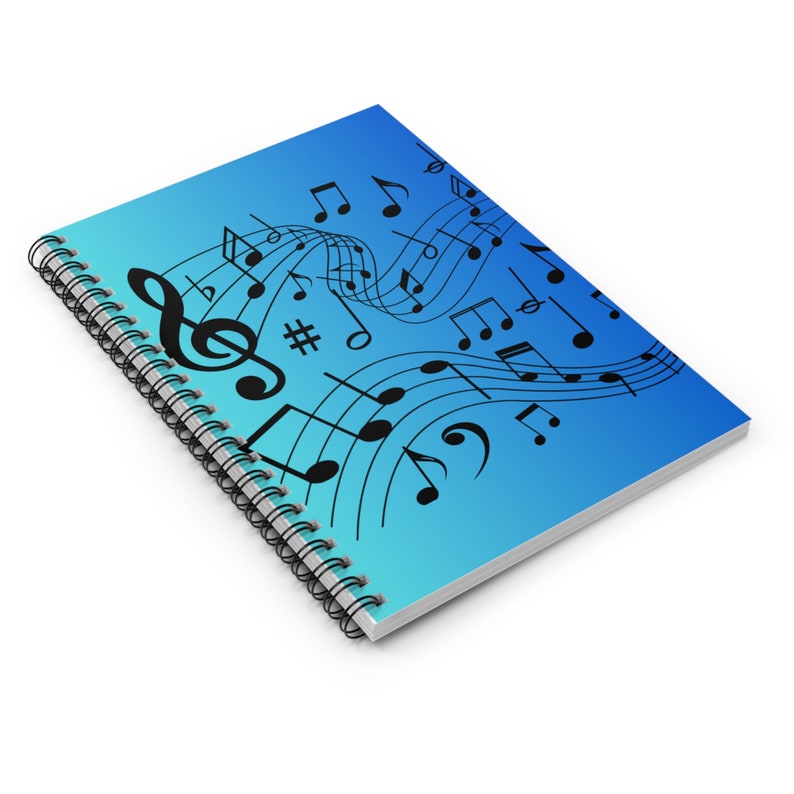 Music Notes Notebook, Lined Spiral Notebook, Gradient Notebook