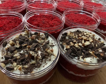 Valentines Day Red Velvet w/ Chocolate Bites Cake Jars