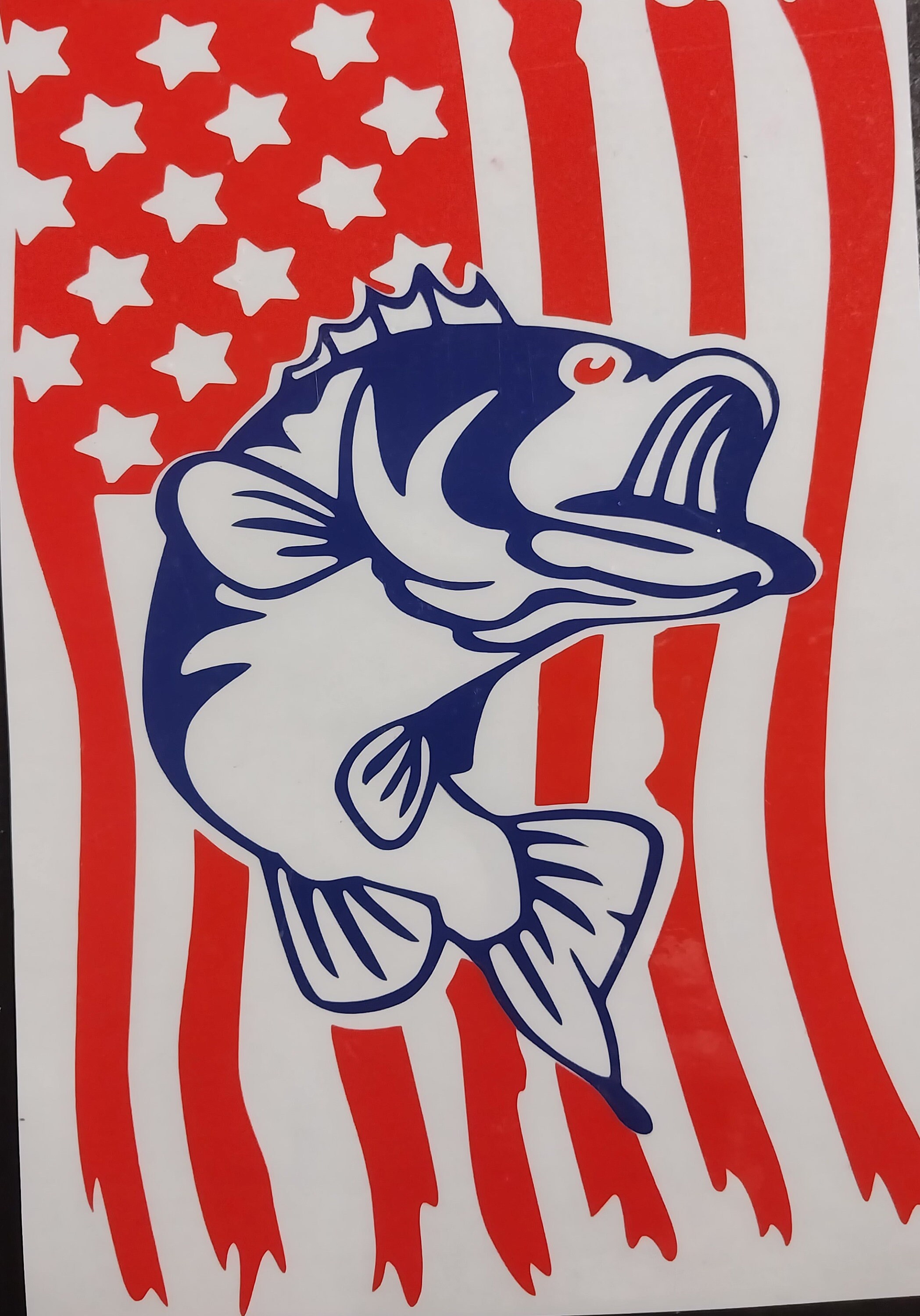  USA Bone Fish Sticker - Patriotic American Flag Fishing Decal  Vinyl Die Cut : Automotive