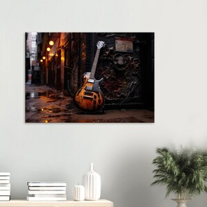 Steampunk Guitar Canvas Art | Guitar Art | Wrap-Around Canvas