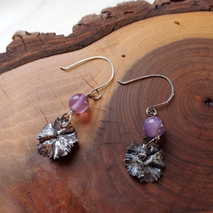 AndriazArtStudio Dianthus and Amethyst Earrings